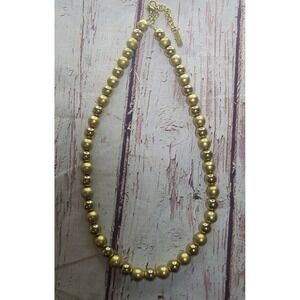 Vintage Napier Necklace Matte & Polished Gold Tone Beaded Balls 15"‎